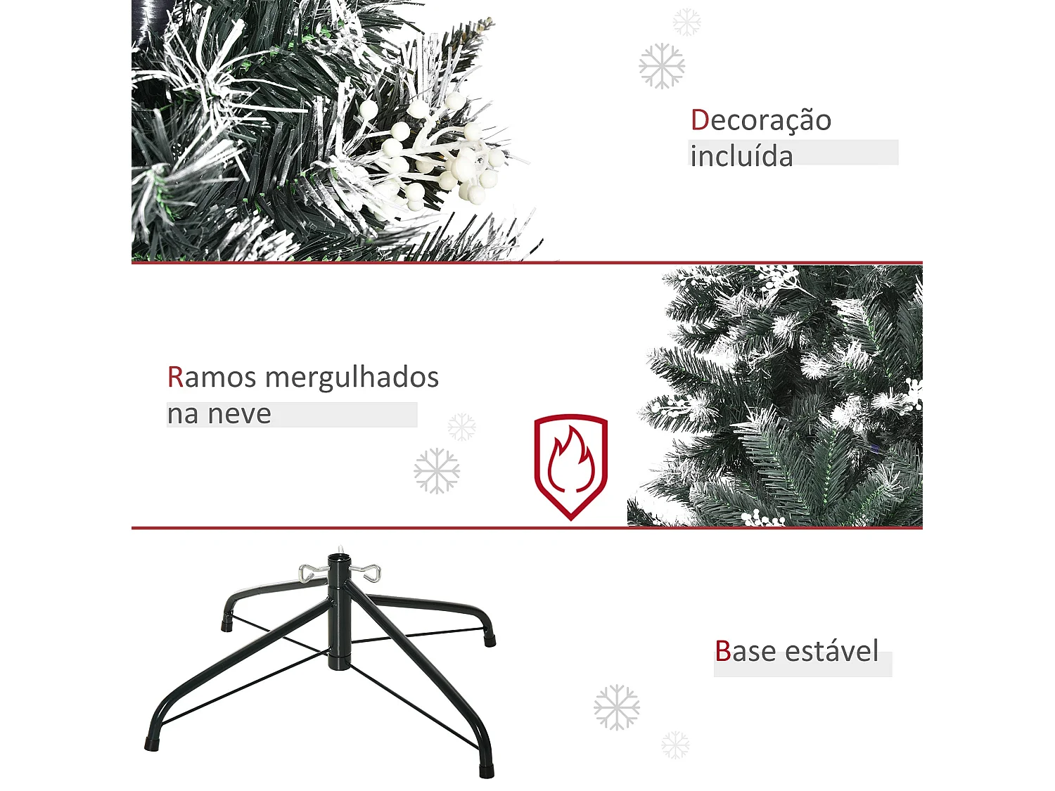 Árbol de Navidad Homcom 378 ramas con decoraciones verde Ø75x150 cm