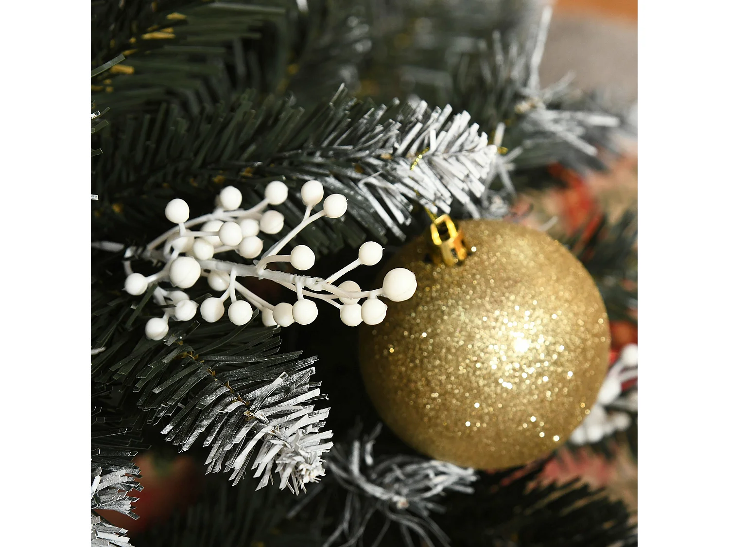 Árbol de Navidad Homcom 378 ramas con decoraciones verde Ø75x150 cm