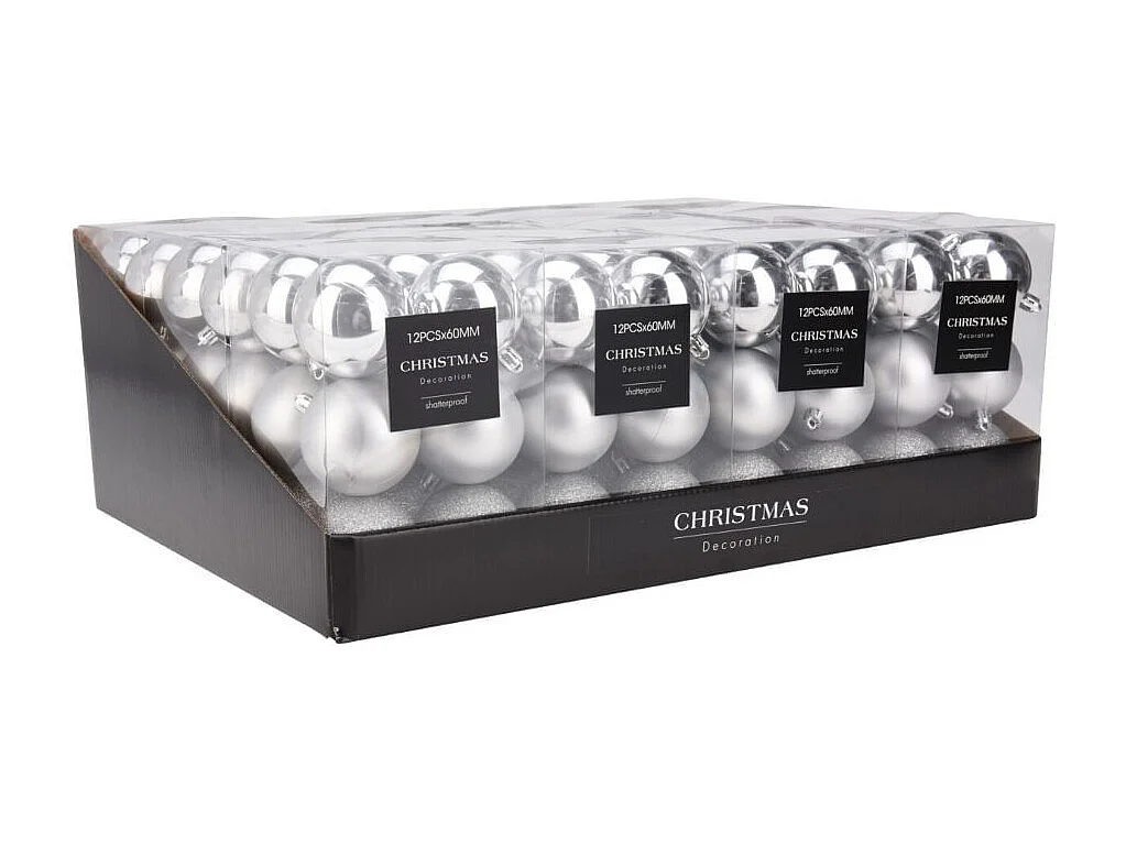 Set de 12 bolas de Navidad plateado Ø6 cm