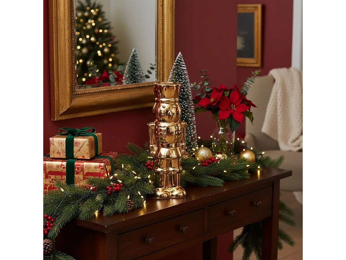 Figura decorativa Cascanueces abierto dorado 22 cm