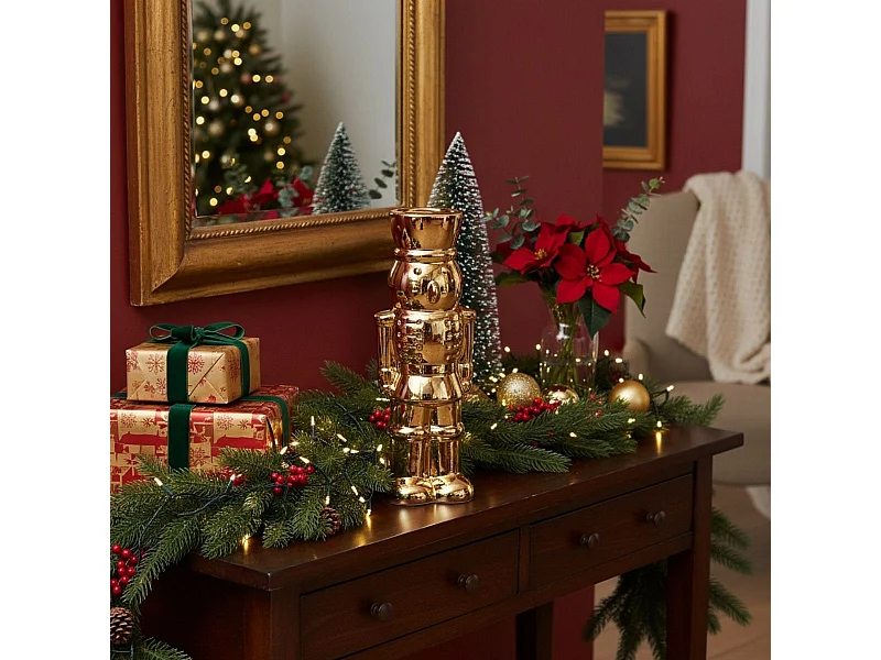 Figura decorativa Cascanueces abierto dorado 22 cm