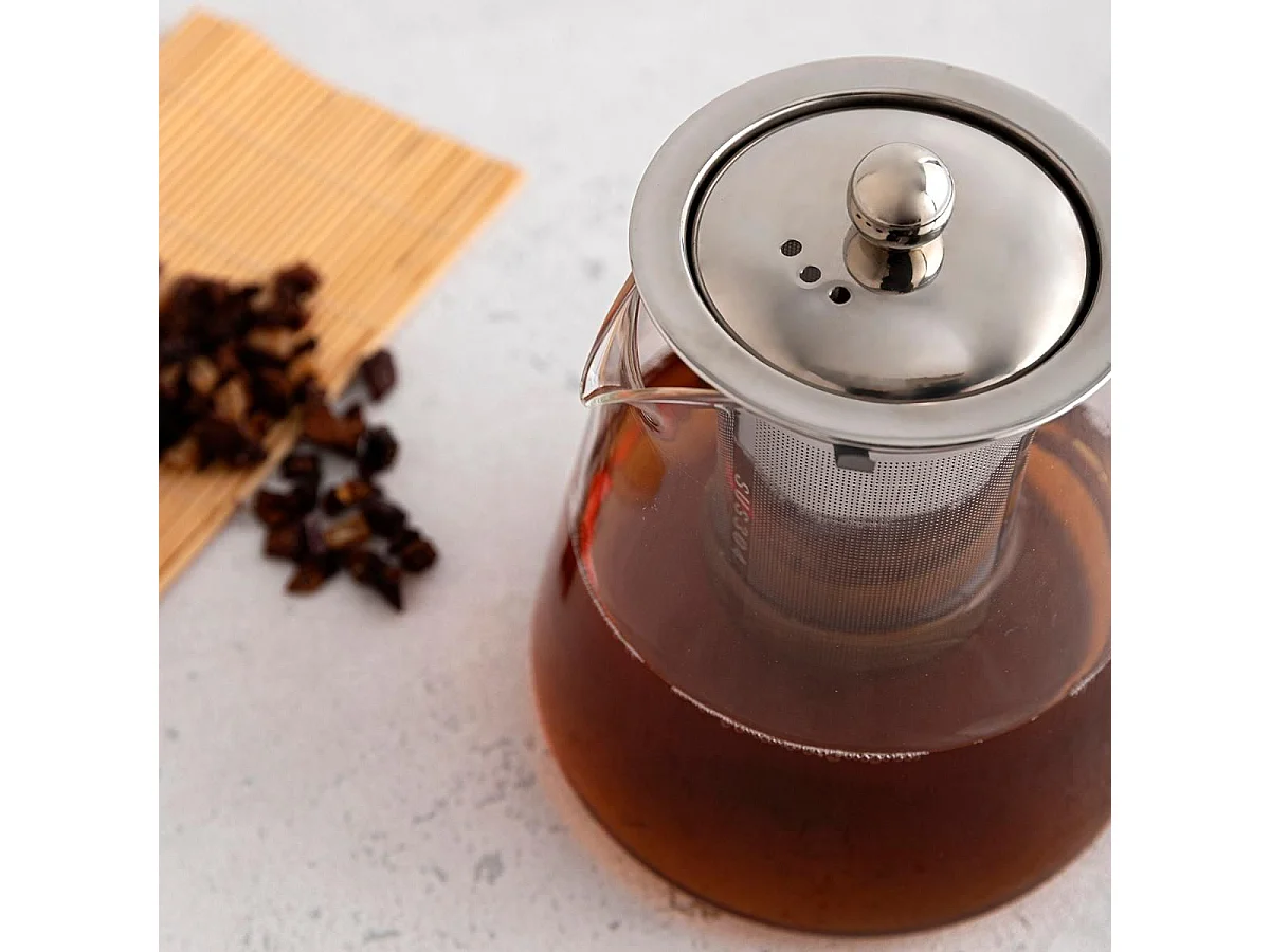 Tetera Serena Quid filtro inox con tapa vidrio transparente 55 cl