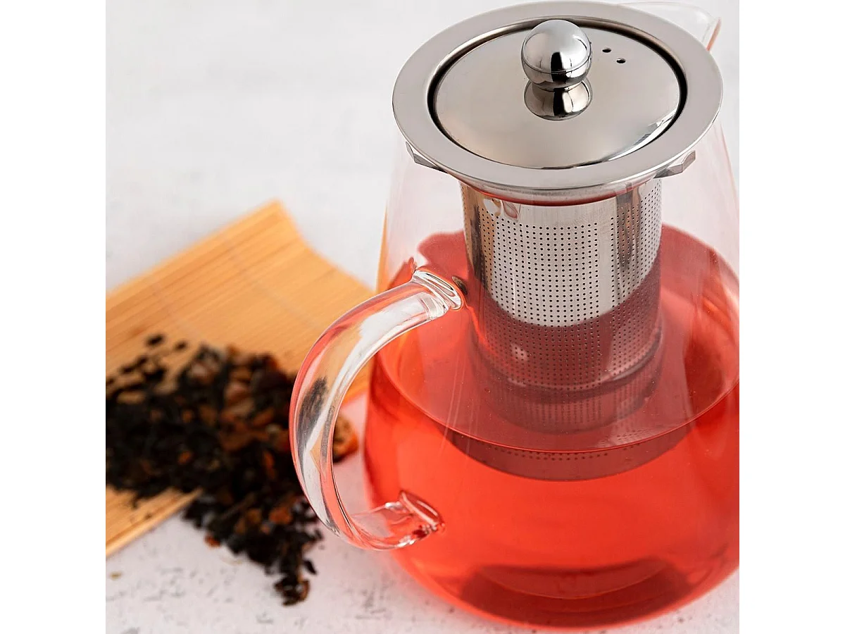 Tetera Serena Quid filtro inox con tapa vidrio inox 95 cl