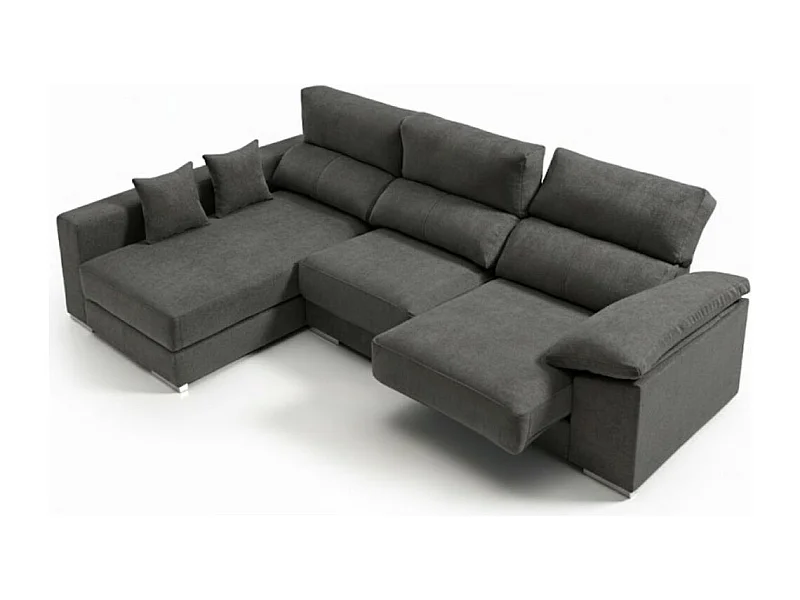Sofá chaiselongue izquierda Calgary 3 plazas deslizante y reclinable tela Bronx antracita 290 cm