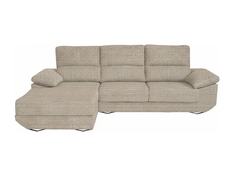 Sofá chaiselongue Danielle 3 plazas deslizante + cabezales reclinables izquierda beige oscuro 100x300x170 cm