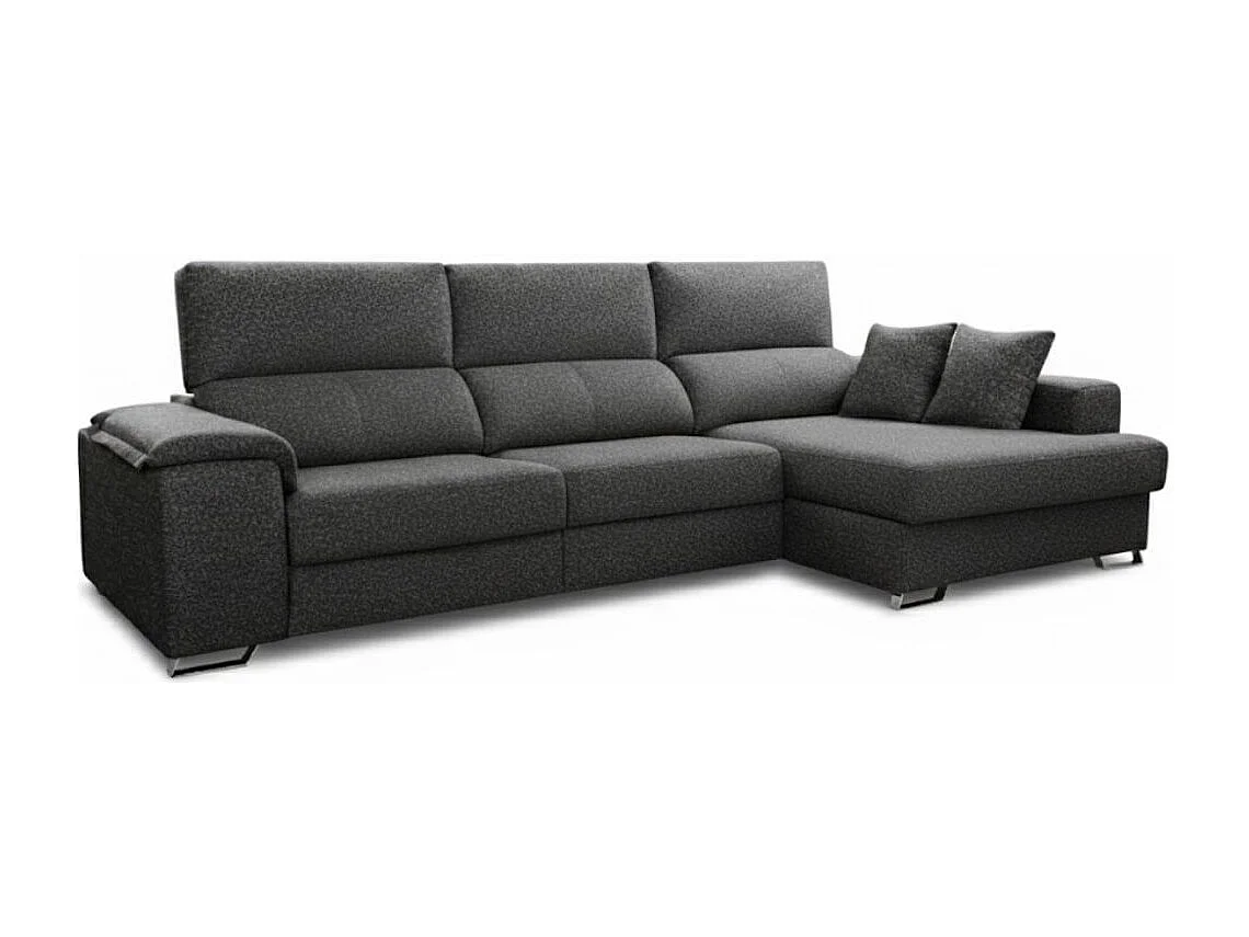 Sofá chaiselongue derecha Sidney 3 plazas deslizante y reclinable tela Bronx antracita 285 cm