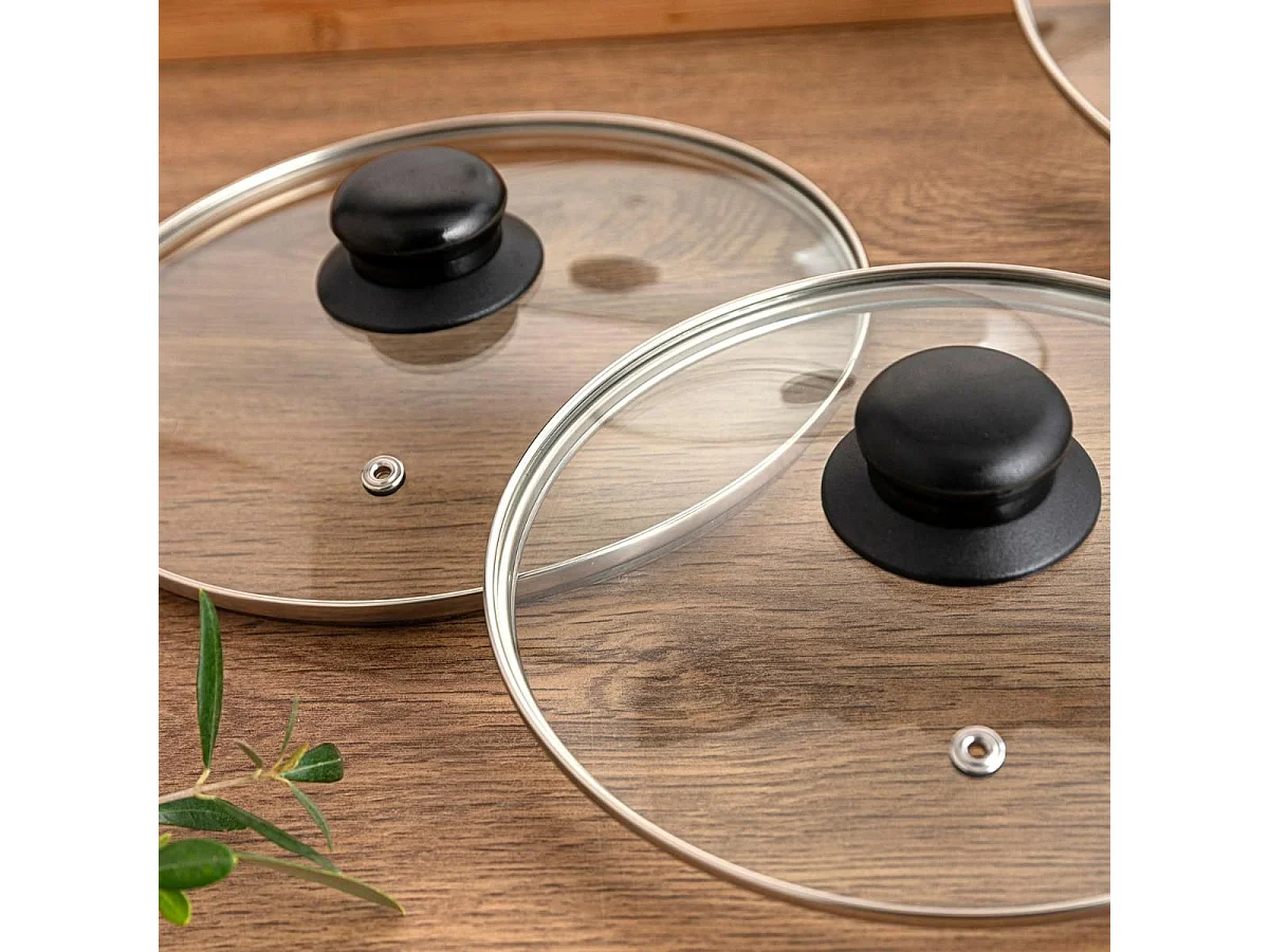 Tapa Renova Quid con válvula vidrio transparente Ø28 cm