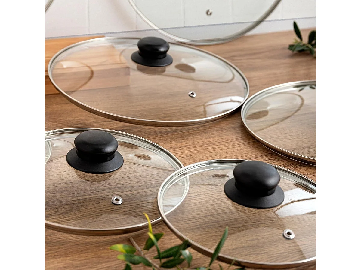 Tapa Renova Quid con válvula vidrio transparente Ø28 cm