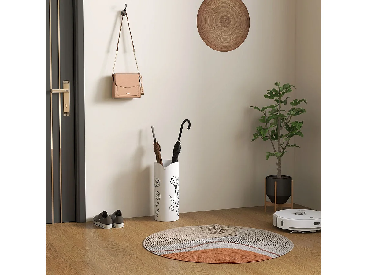 Paragüero Gisel Homcom 4 ganchos con bandeja de goteo blanco  41x17x17 cm