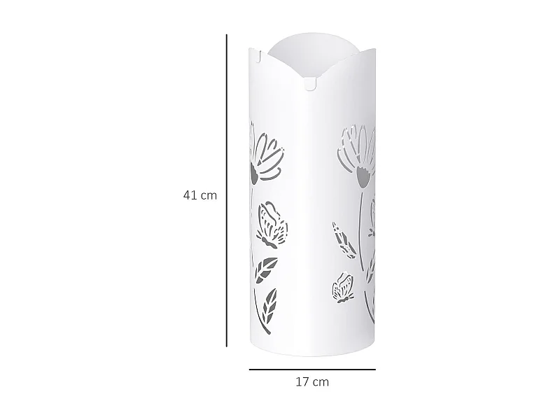 Paragüero Gisel Homcom 4 ganchos con bandeja de goteo blanco  41x17x17 cm