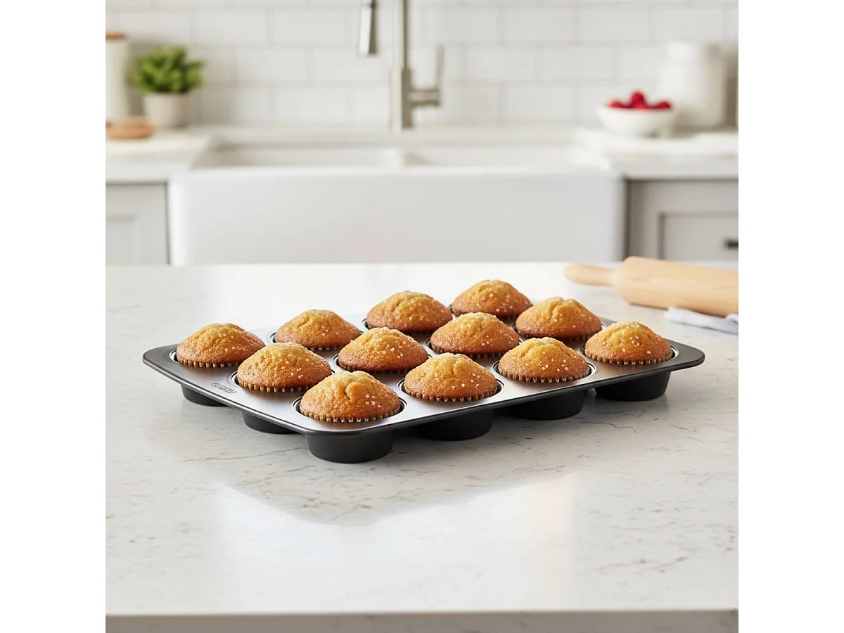Molde para 12 magdalenas Glide Pyrex bandeja horno acero negro