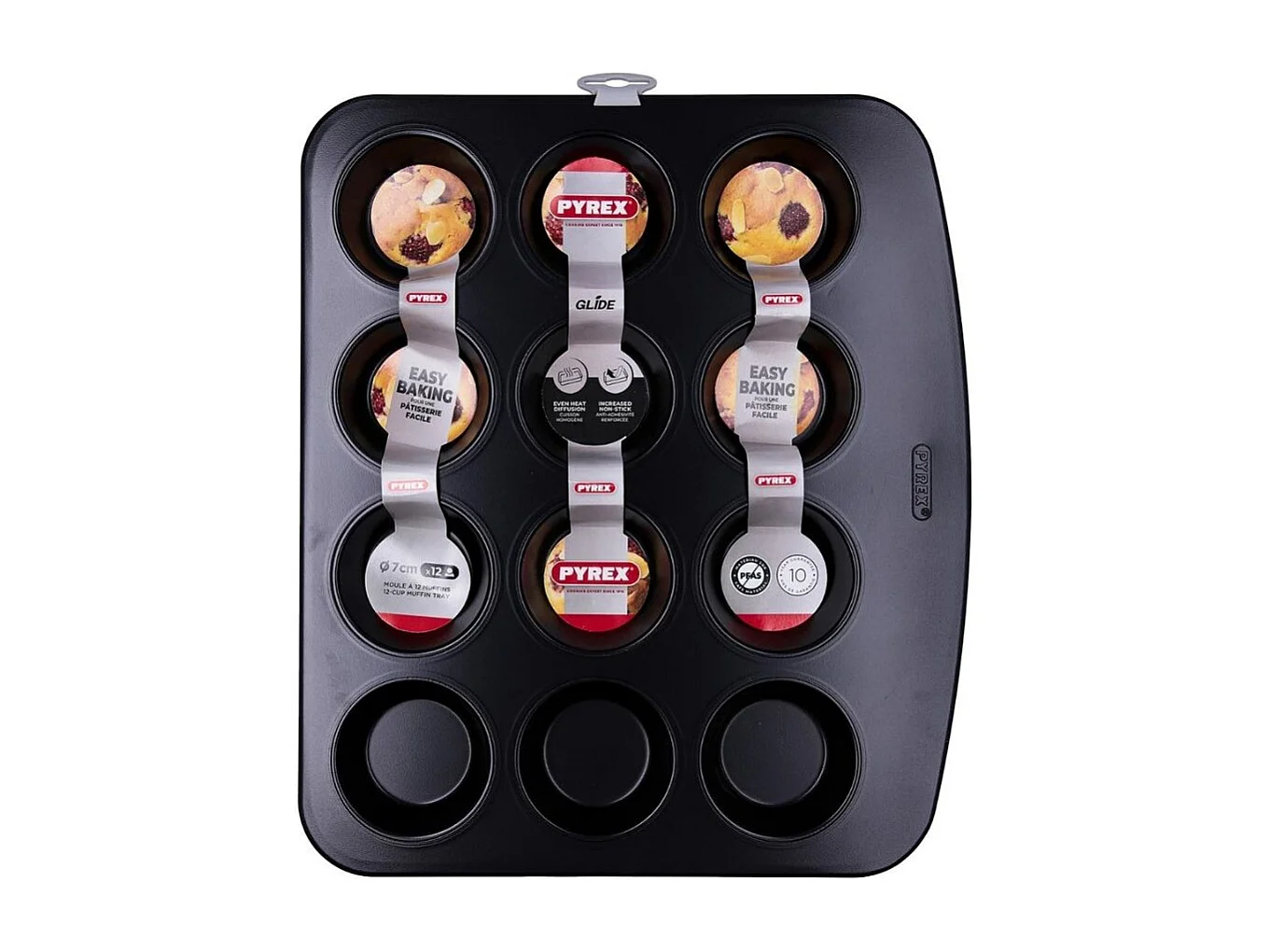 Molde para 12 magdalenas Glide Pyrex bandeja horno acero negro