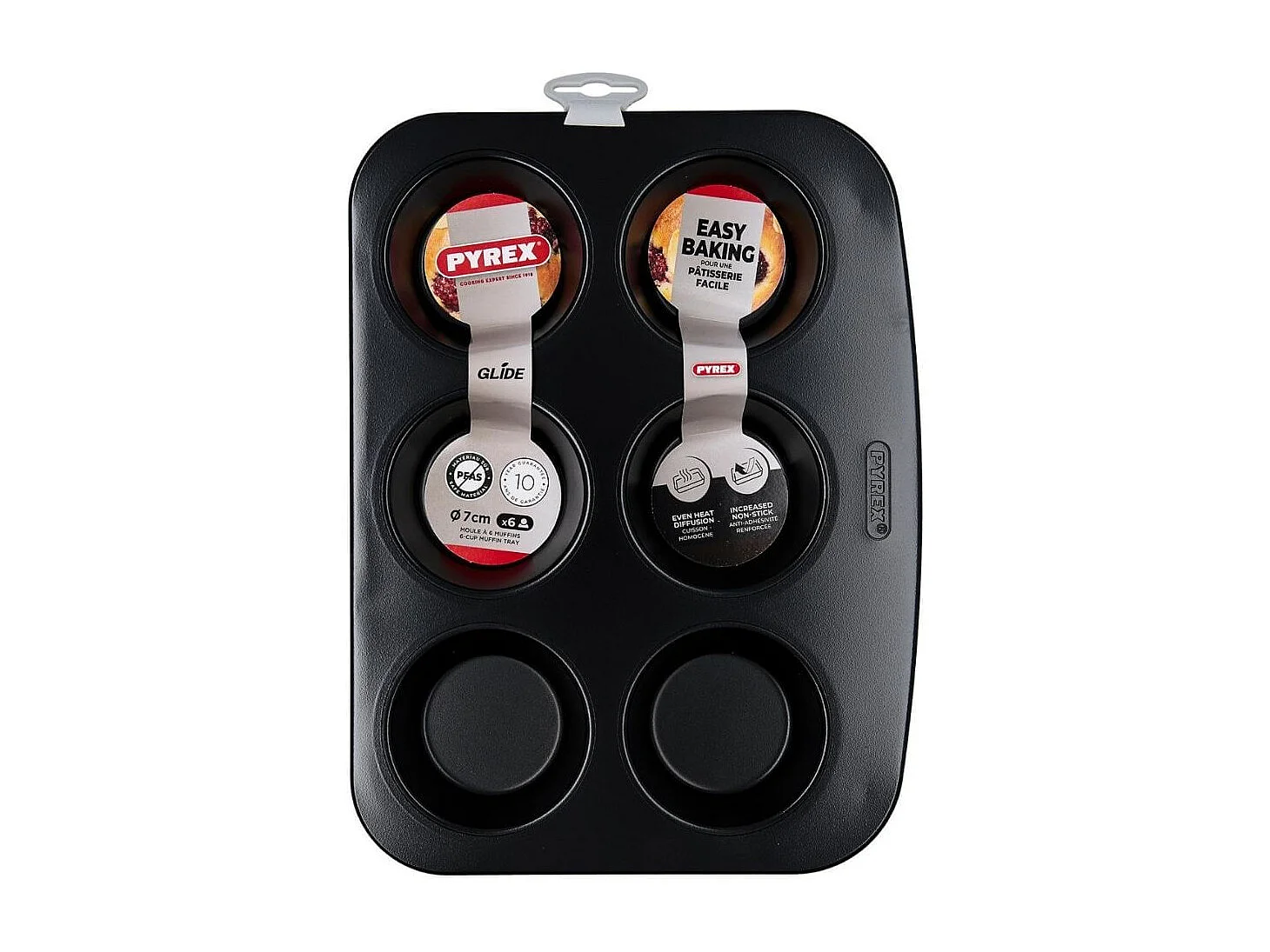 Molde para 6 magdalenas Glide Pyrex bandeja horno acero negro