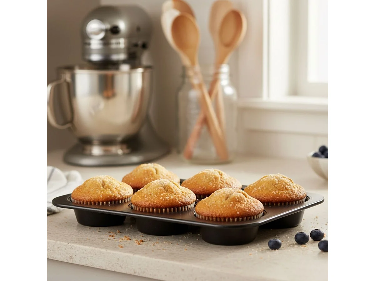 Molde para 6 magdalenas Glide Pyrex bandeja horno acero negro