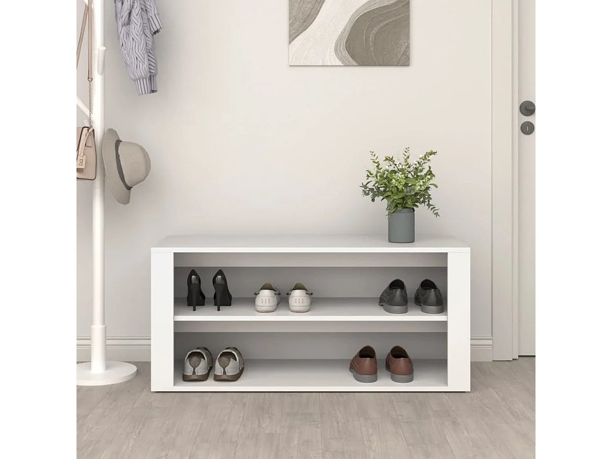 Banco zapatero Macarena 2 estantes blanco 45x100x35 cm