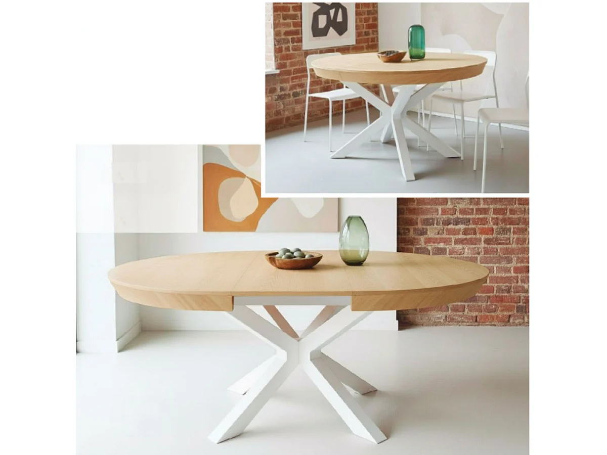 Mesa de comedor Bradley redonda extensible blanco 76x130-180x130 cm Adec