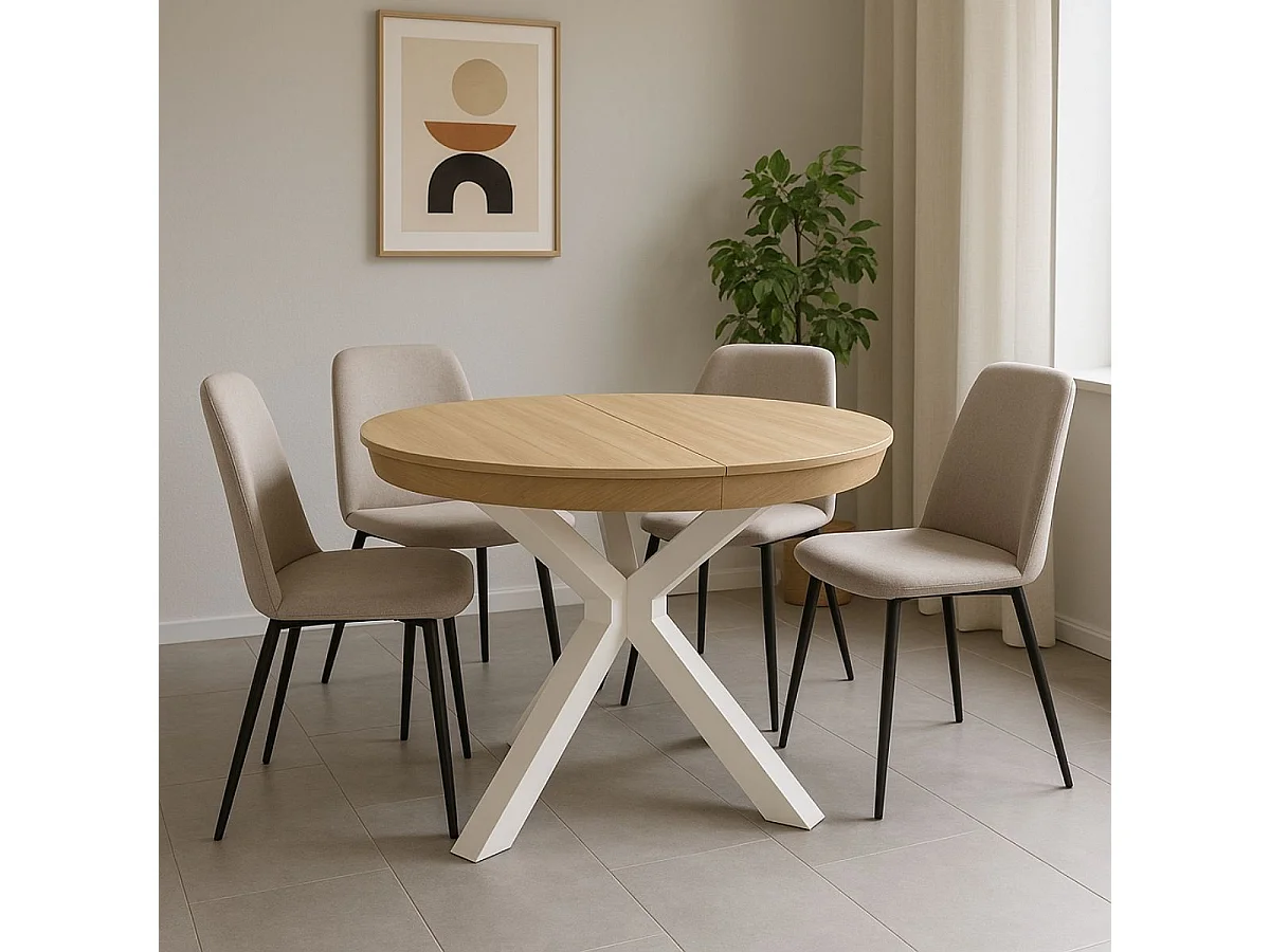 Mesa de comedor Bradley redonda extensible blanco 76x130-180x130 cm Adec