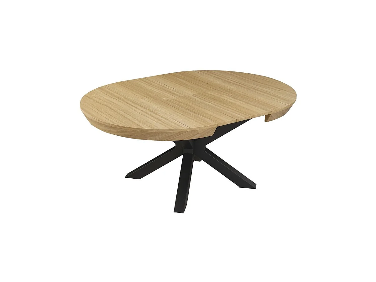 Mesa de comedor Bradley redonda extensible negro 76x130-180x130 cm Adec