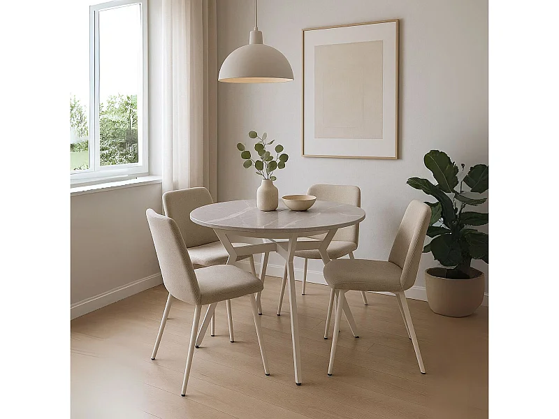 Mesa de comedor Paul redonda extensible blanco 76x130-180x130 cm Adec