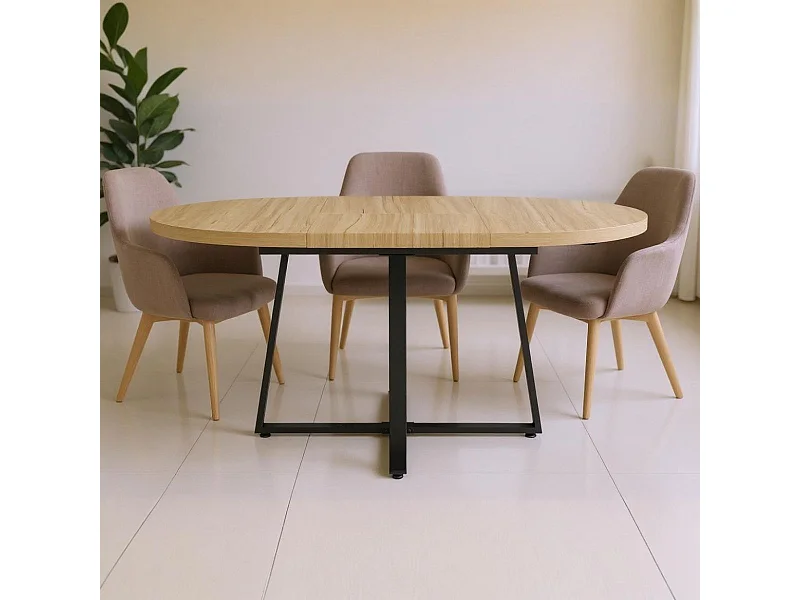 Mesa de comedor Sofia redonda extensible negro Ø110x76 cm Adec