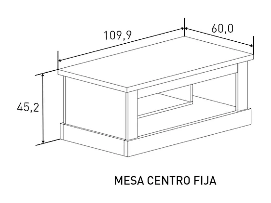 Mesa de centro Chellen 2 compartimentos cambria 45,2x110x60 cm