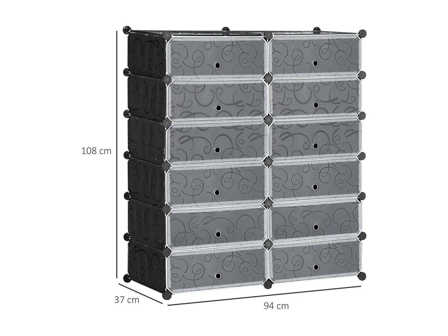 Organizador modular Génova Homcom 12 cubos personalizable blanco/negro 108x94x37 cm