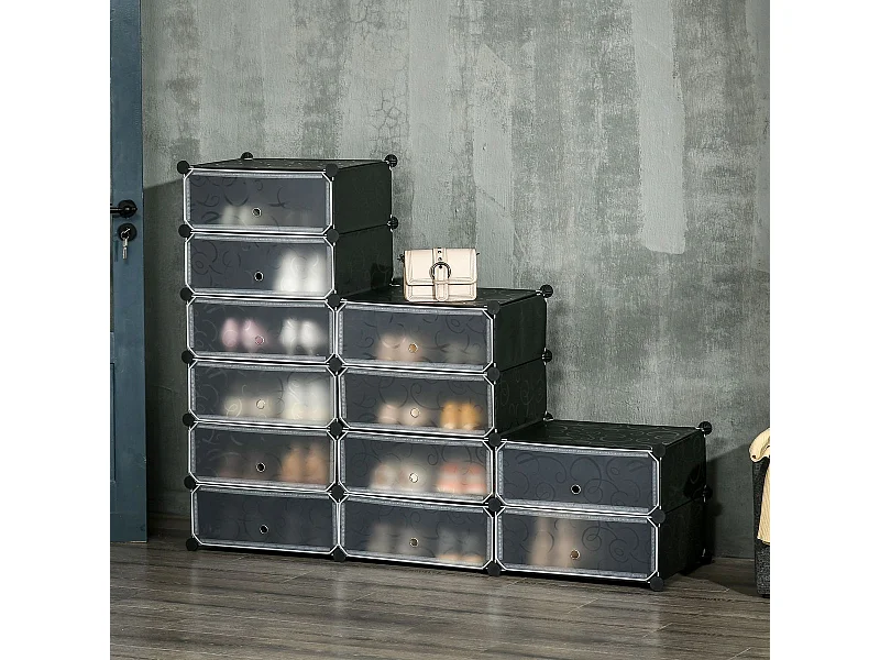 Organizador modular Génova Homcom 12 cubos personalizable blanco/negro 108x94x37 cm