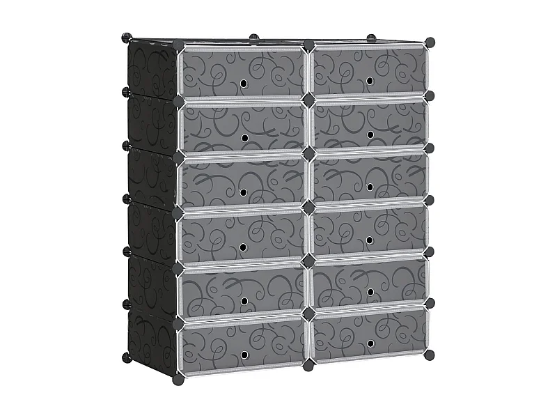 Organizador modular Génova Homcom 12 cubos personalizable blanco/negro 108x94x37 cm