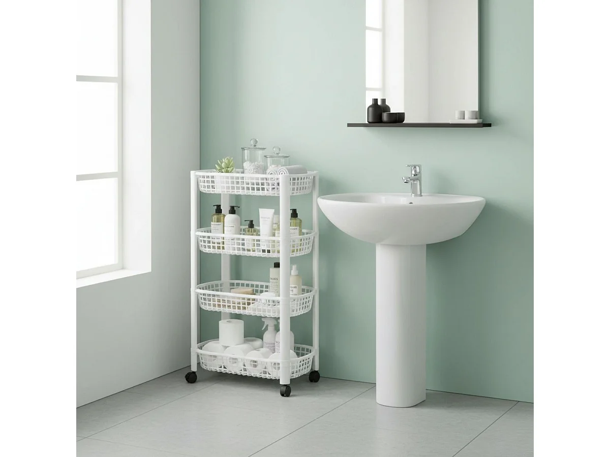 Carrito auxiliar 4 niveles con ruedas blanco 78,8x26x46,5 cm