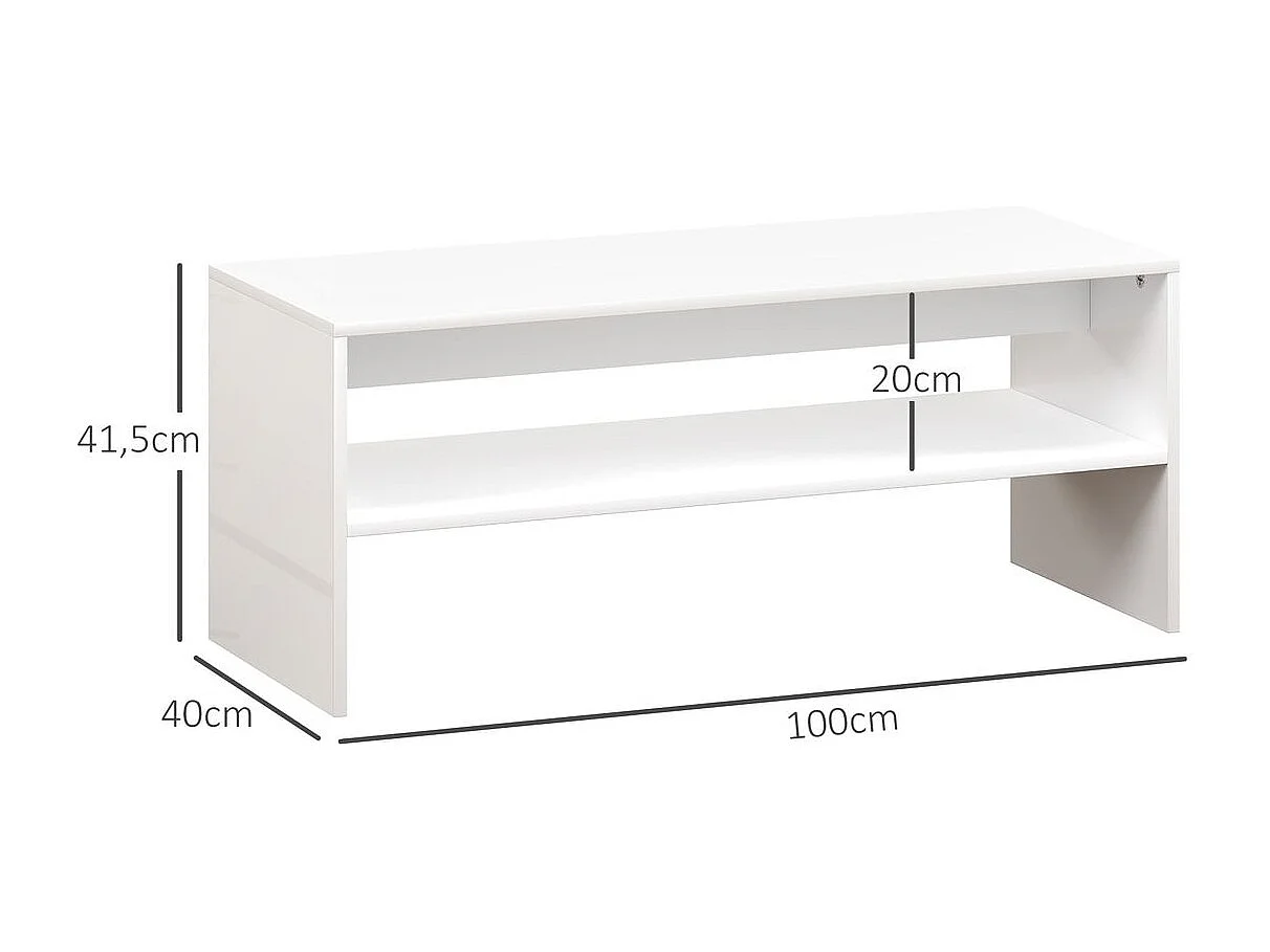Mesa de centro Aura Homcom estante inferior blanco 41,5x100x40 cm