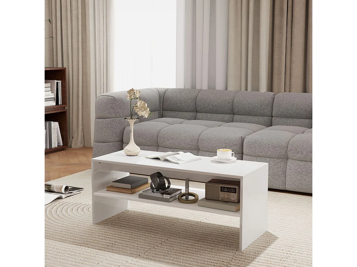 Mesa de centro Aura Homcom estante inferior blanco 41,5x100x40 cm