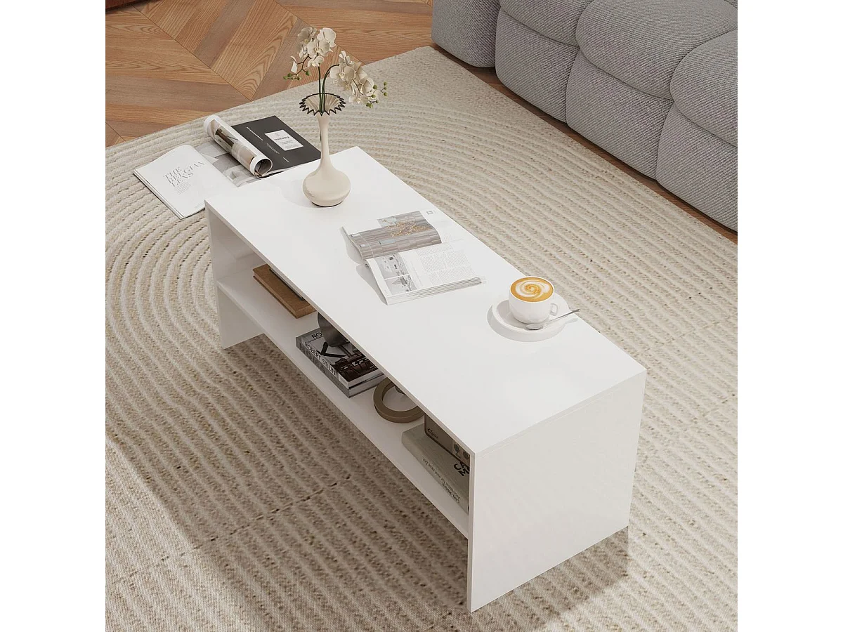 Mesa de centro Aura Homcom estante inferior blanco 41,5x100x40 cm