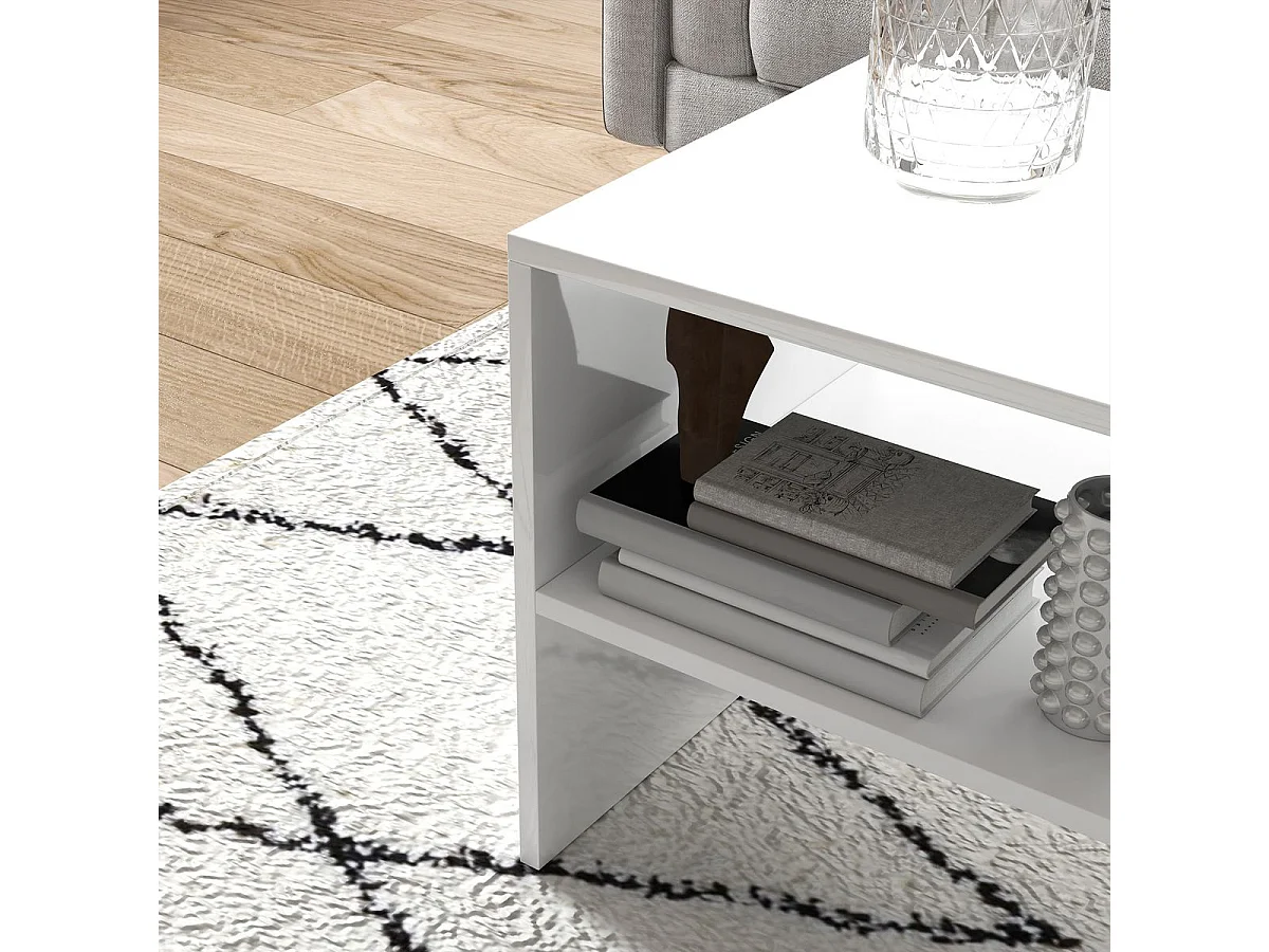 Mesa de centro Aura Homcom estante inferior blanco 41,5x100x40 cm