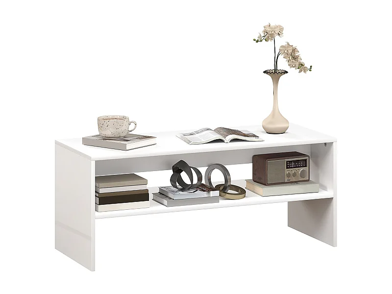 Mesa de centro Aura Homcom estante inferior blanco 41,5x100x40 cm
