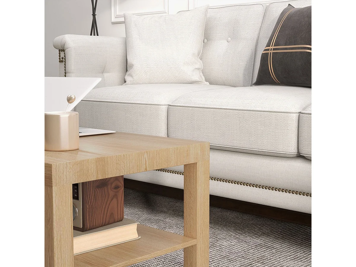 Mesa de centro Terra Homcom estante inferior natural 44,5x90x45 cm