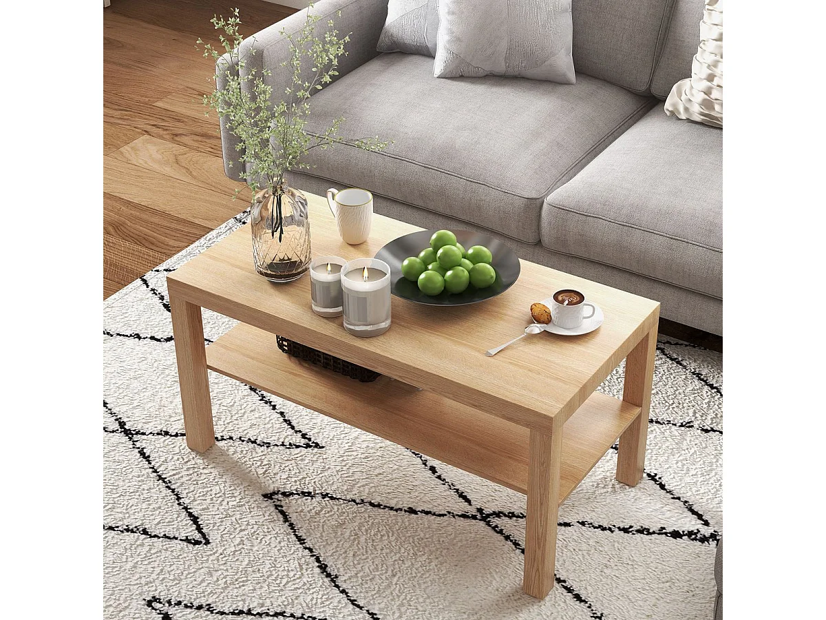 Mesa de centro Terra Homcom estante inferior natural 44,5x90x45 cm