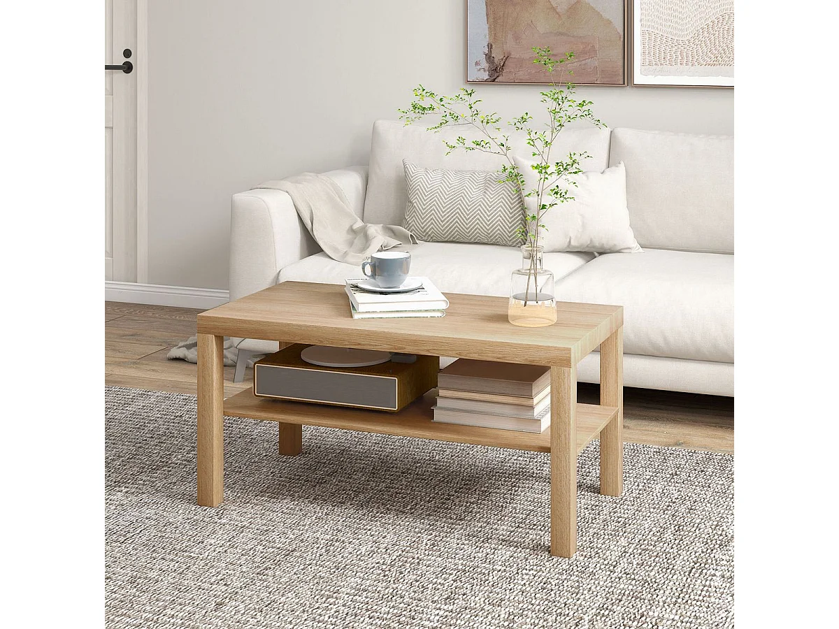 Mesa de centro Terra Homcom estante inferior natural 44,5x90x45 cm