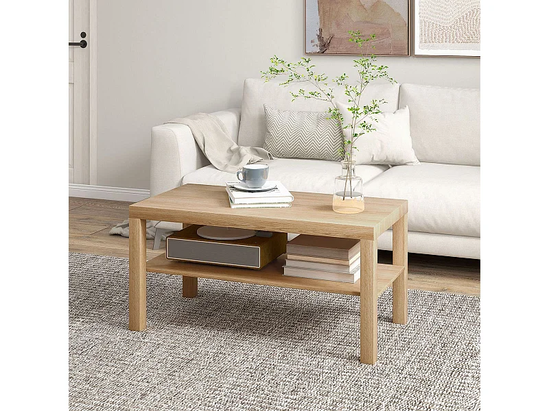 Mesa de centro Terra Homcom estante inferior natural 44,5x90x45 cm