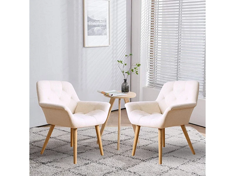 Pack de 2 sillas Nature acolchado microfibra beige 82x67,5x64 cm Adec