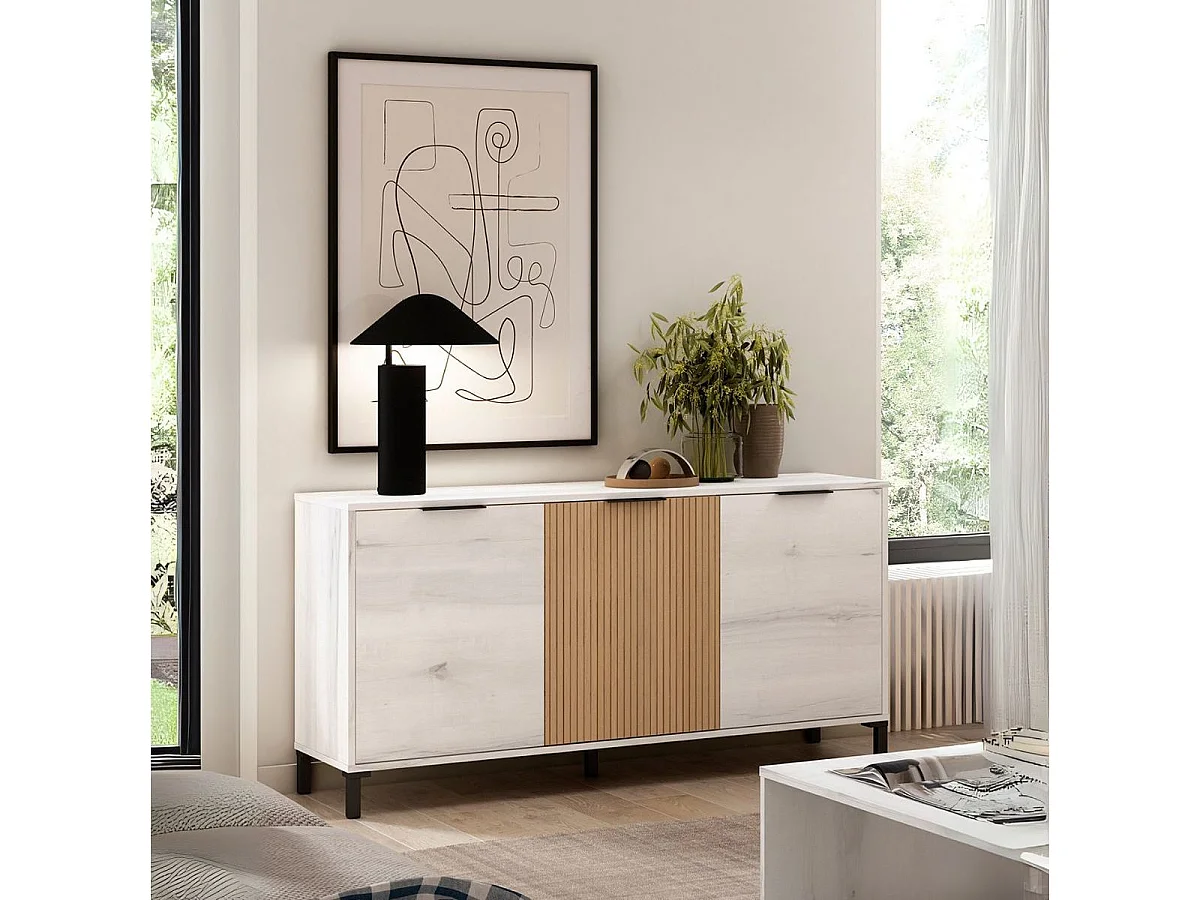 Aparador Tokio 3 puertas albo/rayado 70x136,3x40 cm