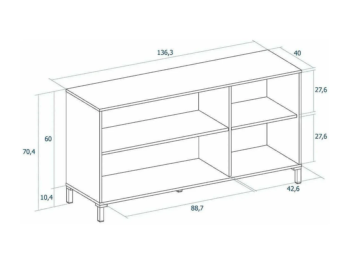Aparador Tokio 3 puertas albo/rayado 70x136,3x40 cm