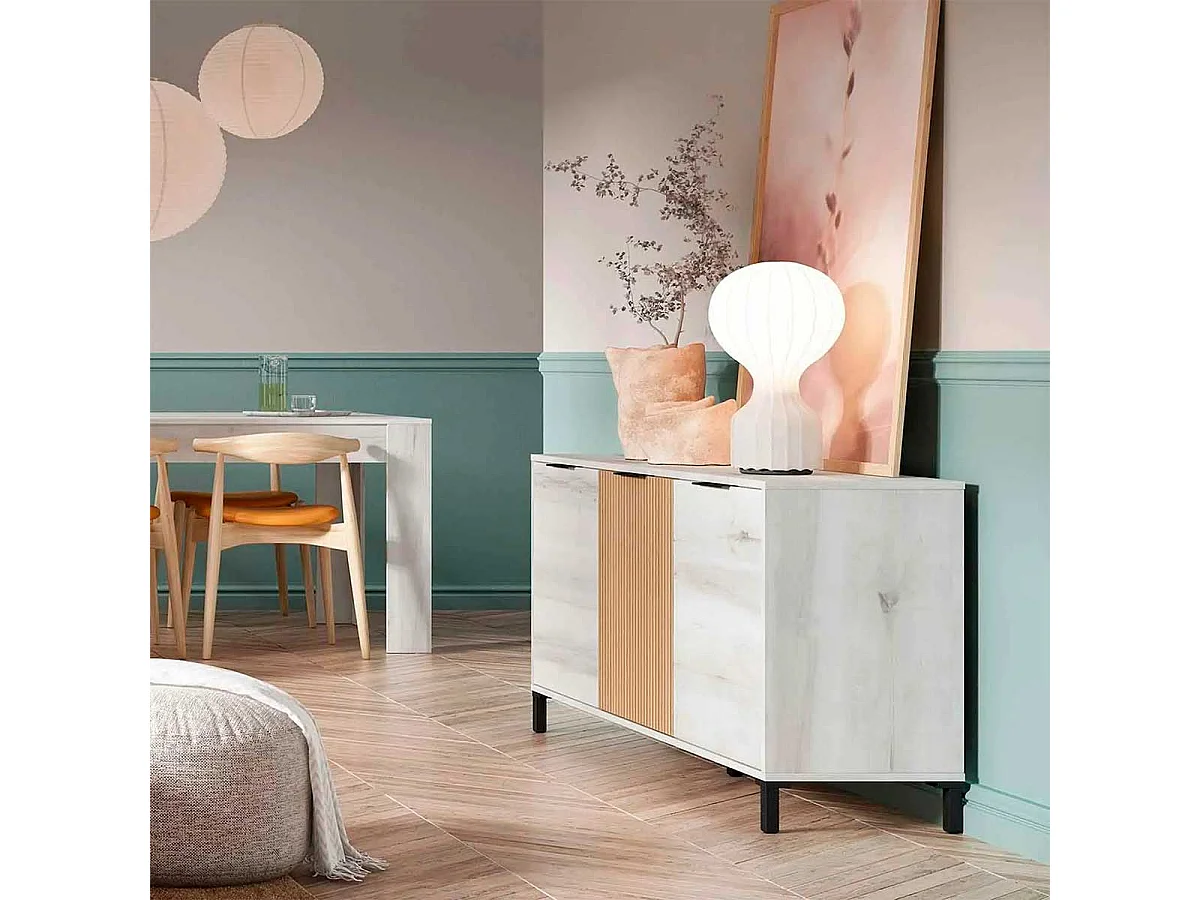 Aparador Tokio 3 puertas albo/rayado 70x136,3x40 cm