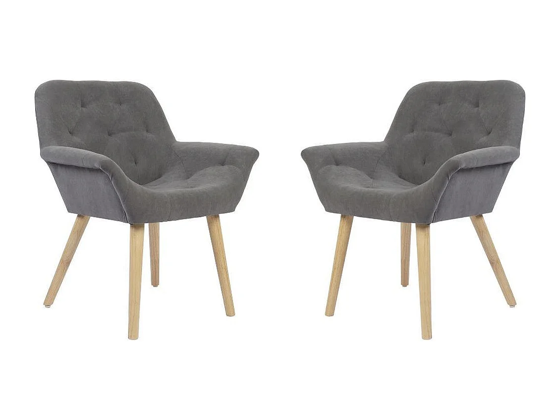 Pack de 2 sillas Nature acolchado microfibra gris 82x67,5x64 cm Adec