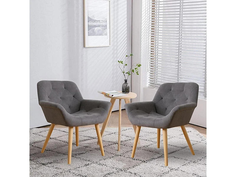 Pack de 2 sillas Nature acolchado microfibra gris 82x67,5x64 cm Adec