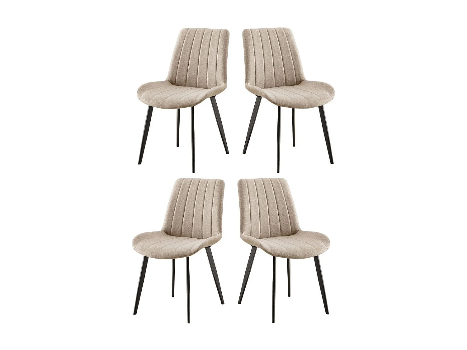 Pack de 4 sillas Sophie asiento acolchado beige 83x51,5x59 cm Adec