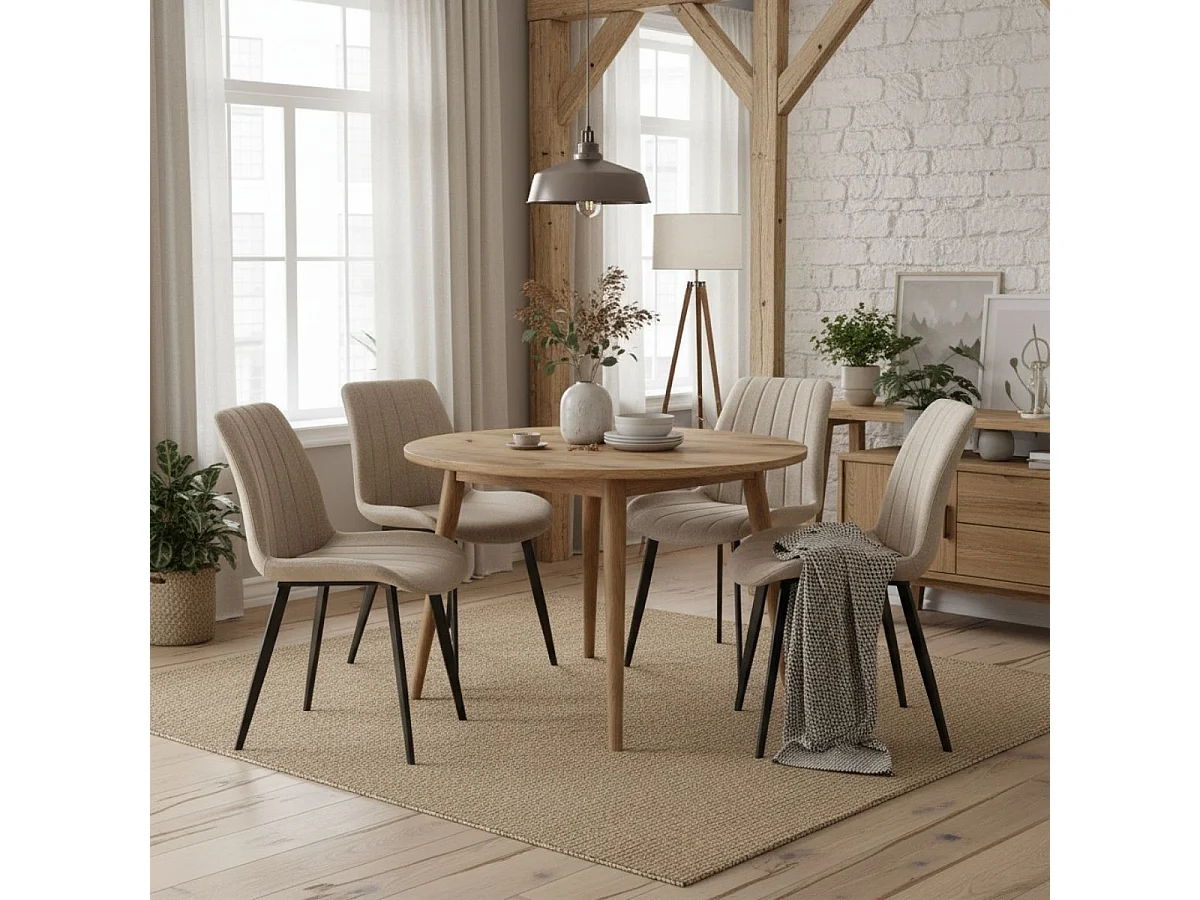 Pack de 4 sillas Sophie asiento acolchado beige 83x51,5x59 cm Adec