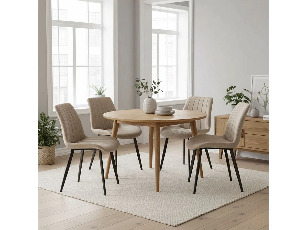 Pack de 4 sillas Sophie asiento acolchado beige 83x51,5x59 cm Adec