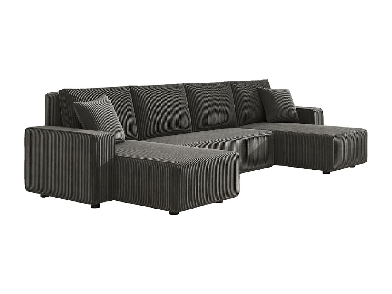 Canapé convertible 6 places avec coffre en velours côtelé anthracite SALISBURY