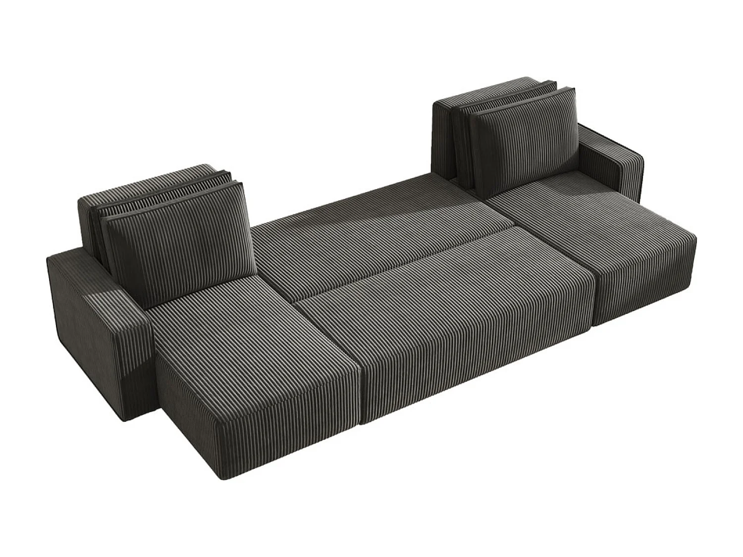 Canapé convertible 6 places avec coffre en velours côtelé anthracite SALISBURY
