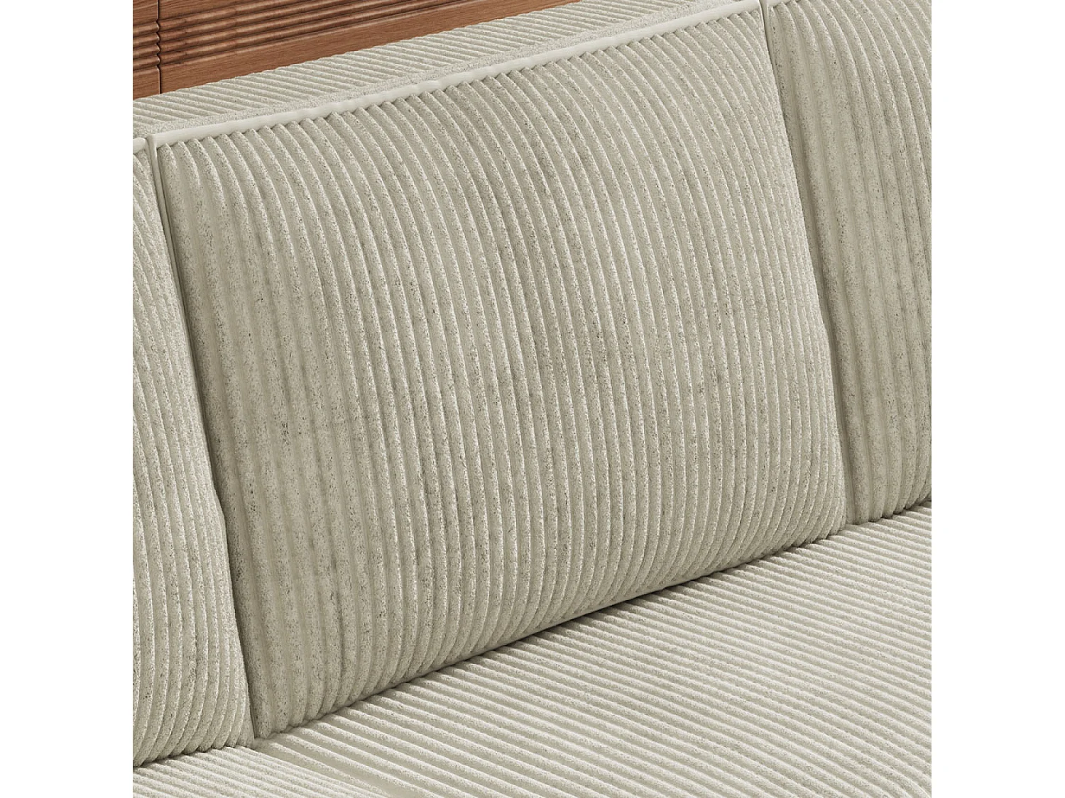 Canapé panoramique convertible 6 places avec coffre en velours côtelé beige SALISBURY